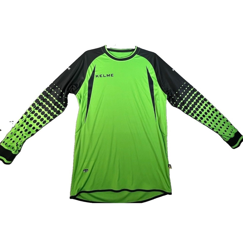 Kelme Goalkeeper Jersey Boys 14 Adult XS Neon Green Padded Elbows Long Sleeve So